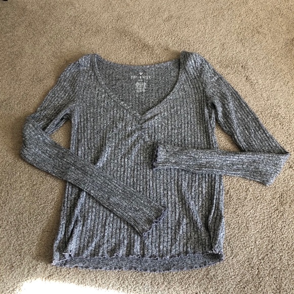 American Eagle Grey Ribbed Shirt - Picture 3 of 5